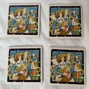 Absorbastone garden angel set of 4 coaster set NIB